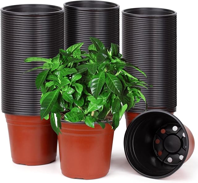 E-KNOW 150 Pcs 15 cm Plastic Plants Nursery Pot/Pots Seedlings Flower Plant Container Seed Starting Pots for Succulents, Seedlings, Cuttings, Transplanting