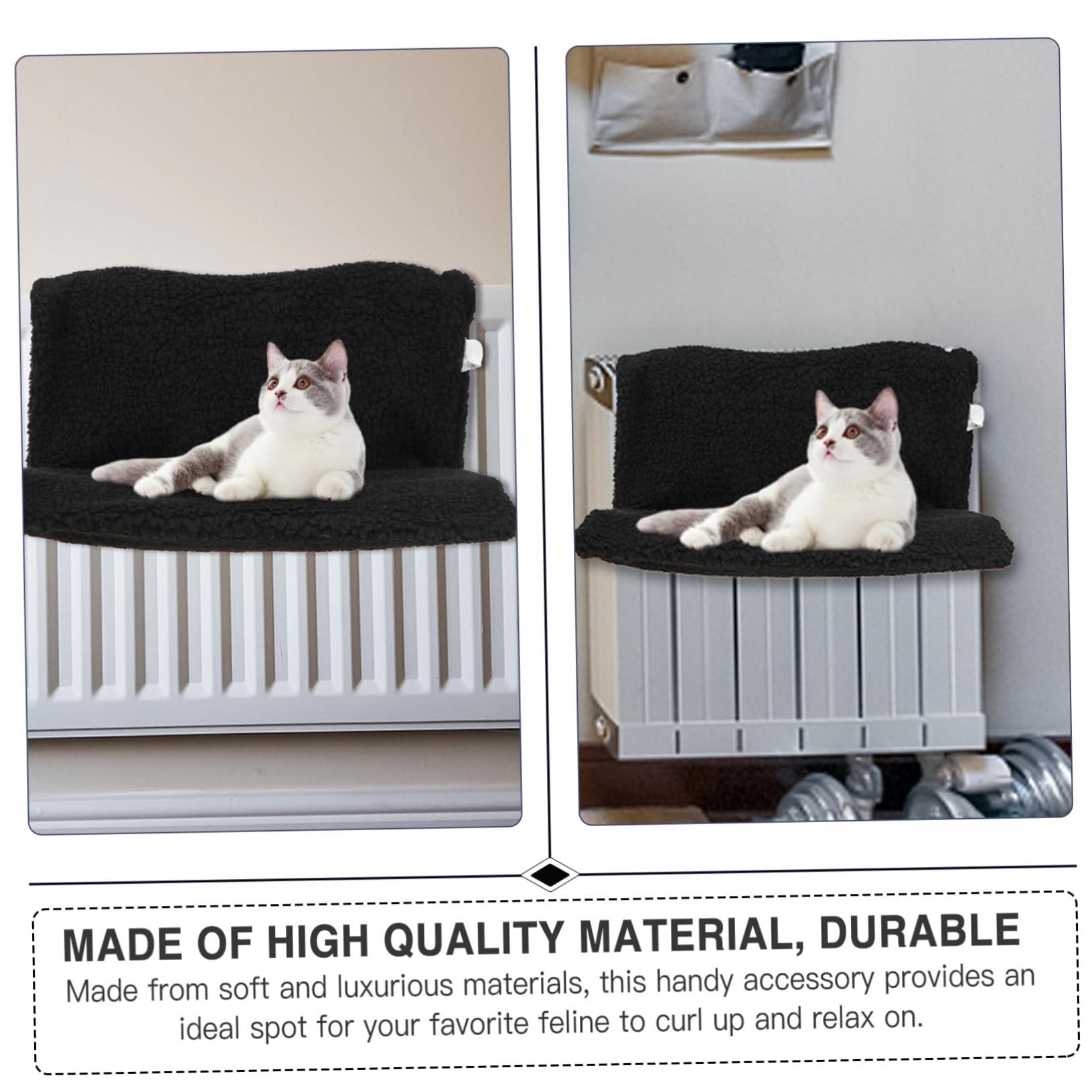 Angoily Hamac pour Chat Lit Radiateur Suspendu Noir en PP et Polyester