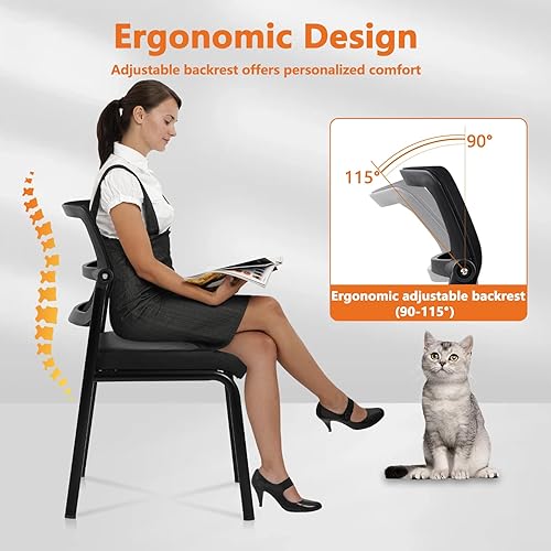 Miniatura 5 de CLATINA Silla de oficina grande y alta, silla de recepción de 400 libras con reposabrazos acolchado adherido, respaldo con base de trineo, silla de