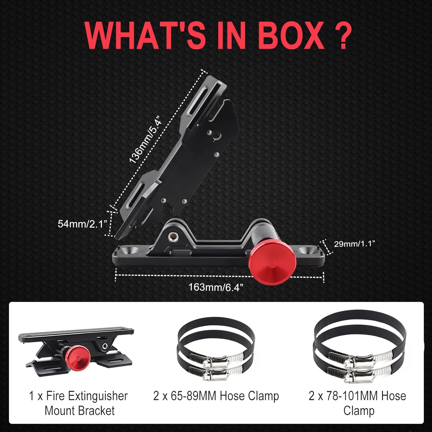 Quick Release Fire Extinguisher Mount Aluminum Adjustable Roll Bar Fire Extinguisher Holder Compatible with Trucks Jeep Wrangler UTV ATV SXS