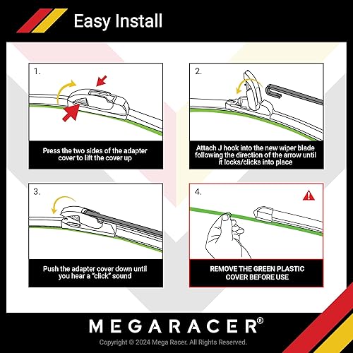 Miniatura 6 de Mega Racer Limpiaparabrisas de repuesto para automóvil, limpiaparabrisas de 26 + 18 pulgadas, limpiaparabrisas para el lado del conductor y del