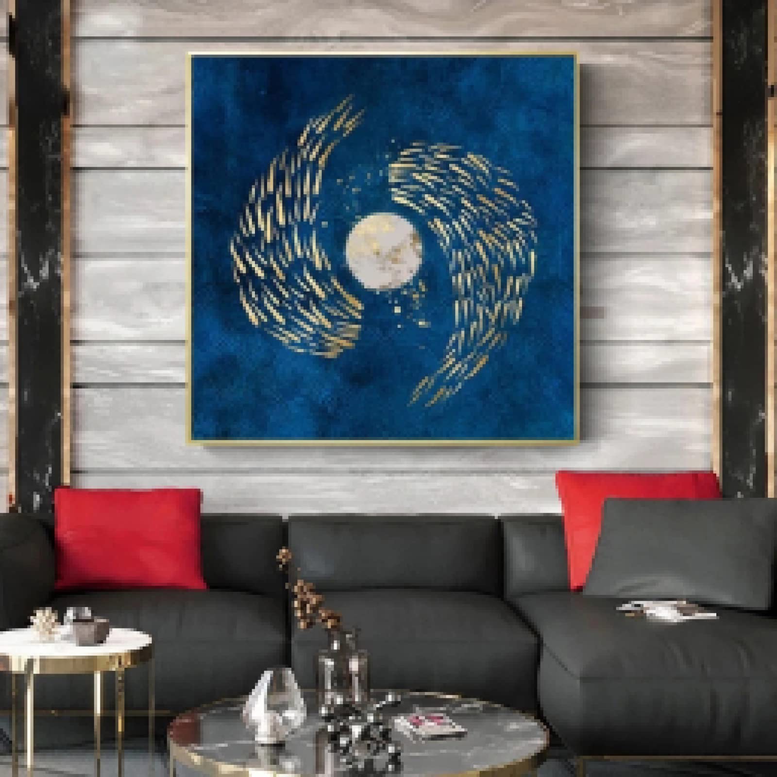 Quadro Moderno Astratto Con Pesci Rossi E Mare – Tela 40x50 Cm (2 Pezzi) – Stampa HD Senza Cornice