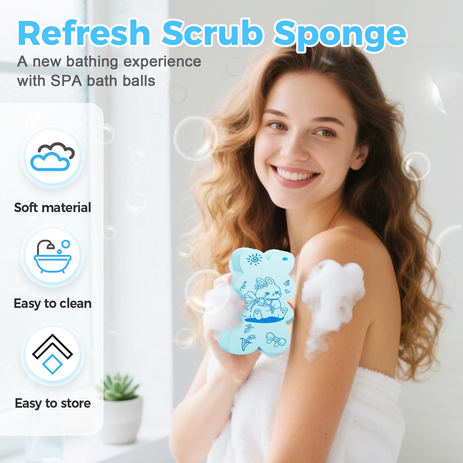3 esponjas de baño exfoliantes mágicas, exfoliantes mágicos, esponjas de baño exfoliantes súper suaves para ducha, mujeres y hombres, removedor de piel muerta para adultos y niños (6 piezas)
