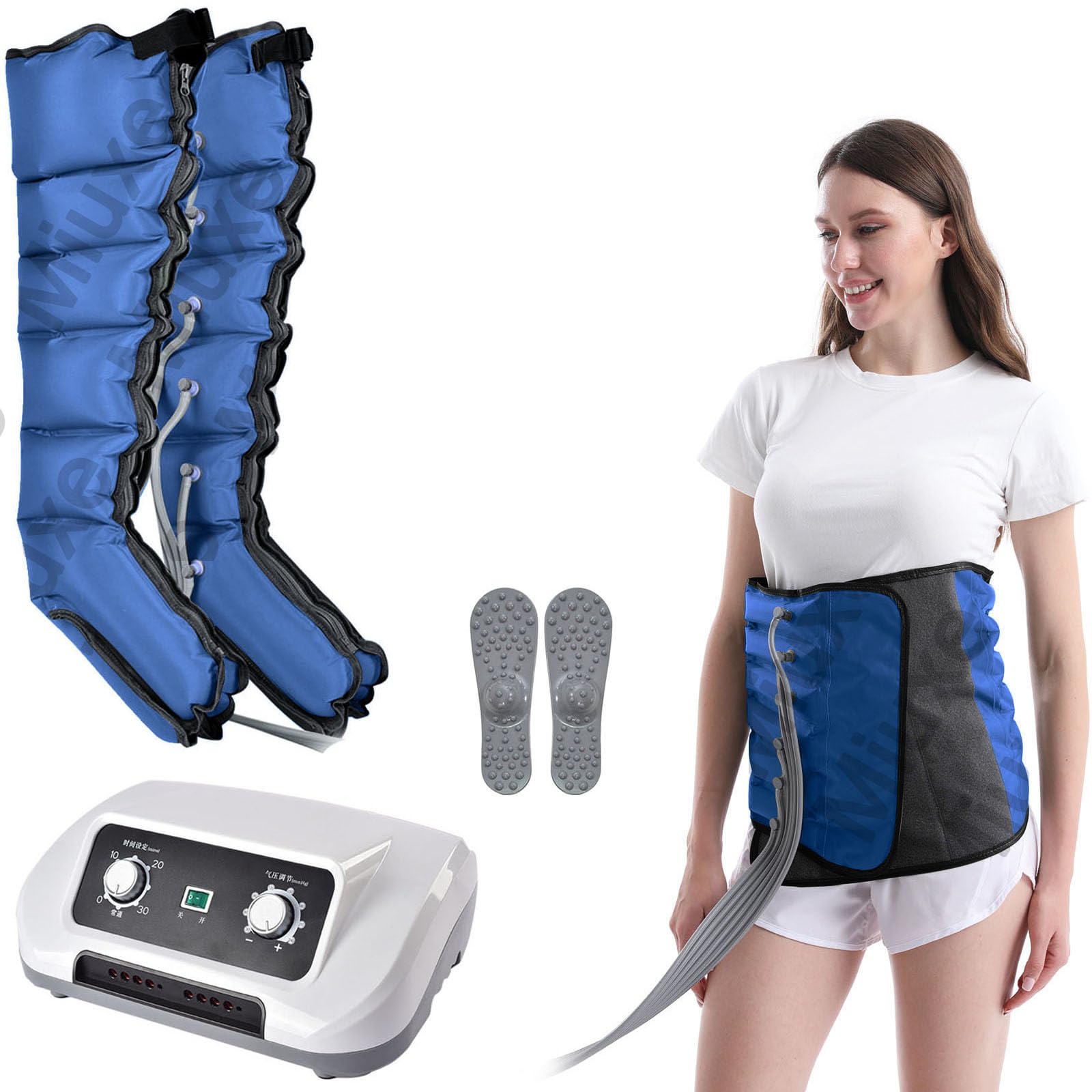 Miuxe Women's Azul 2 Piernas Pressotherapy And Lymphatic Drainage Suit | Pressotherapy Full Body Electric Air Compression Leg Massager For Pain And Circulation Swollen Legs, Edema, Muscle Relief Fast Recovery