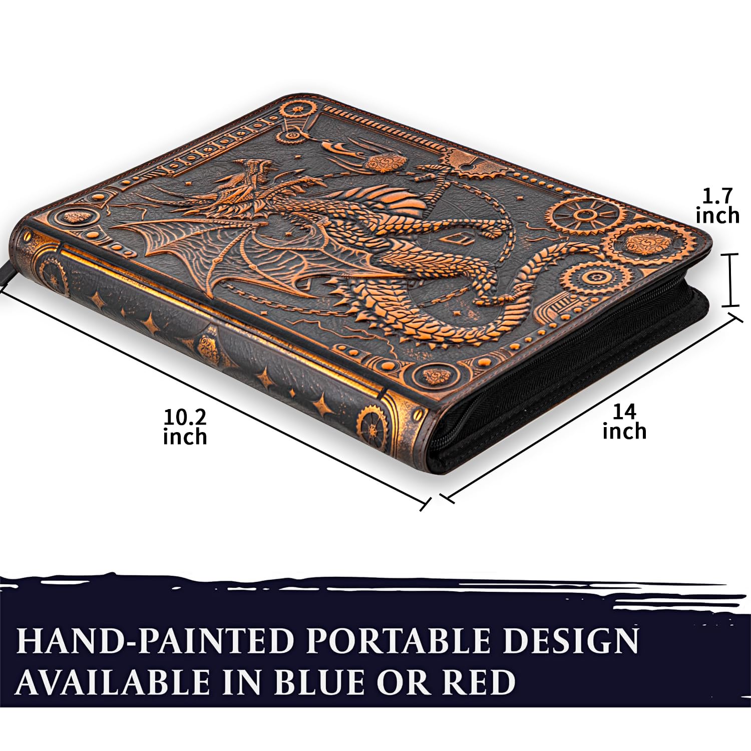 FEIDIAO Raccoglitore per carte collezionabili, album con 360 tasche laterali con cerniera, in pelle PU 3D goffrata con drago volante, 9 tasche da collezione, album per giochi per MTG, TCG, Pokmon