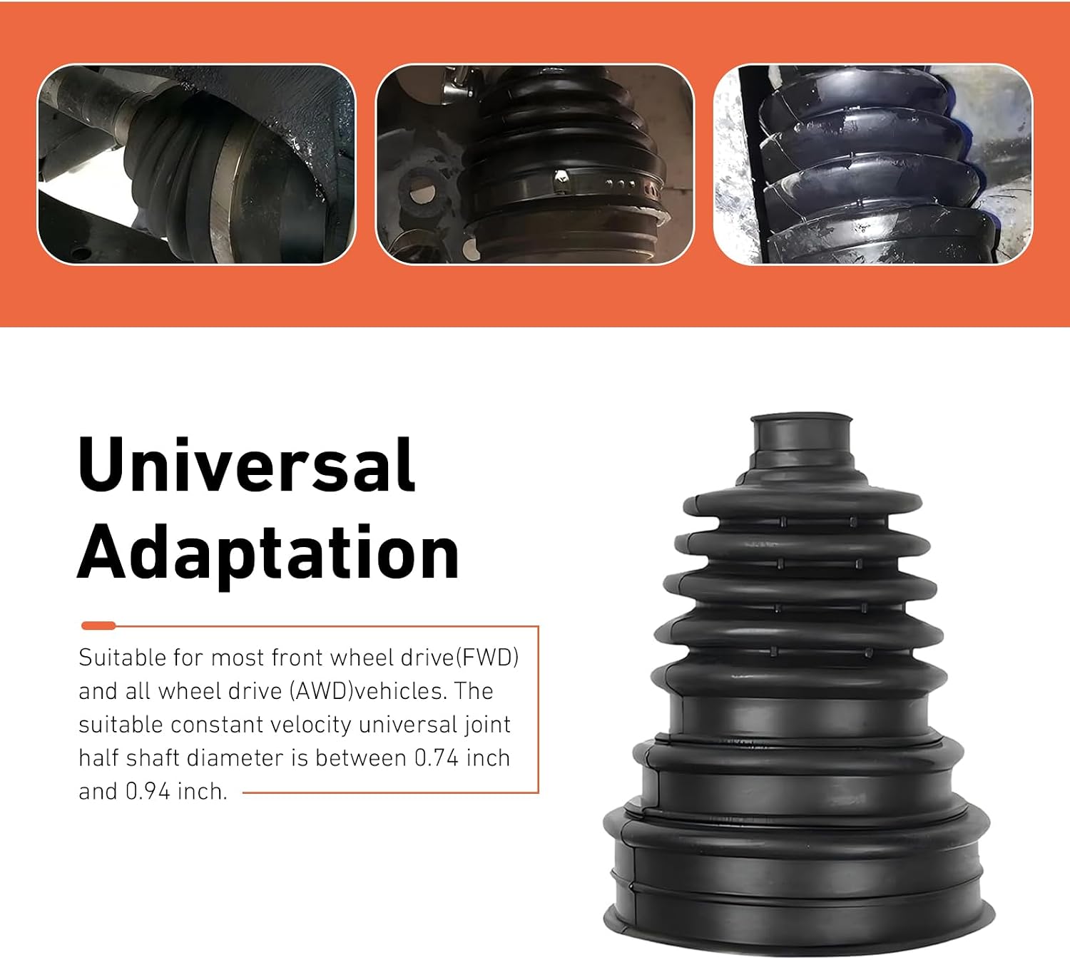 2 PCS CV Boot Repair Kit, Silicone CV Axle Boot Repair Kit, Waterproof Dustproof Ball Cage Boots with 4 Stainless Steel Clamps and 6 Cable Ties, Fits 19mm-24mm Shaft Vehicles (Black)