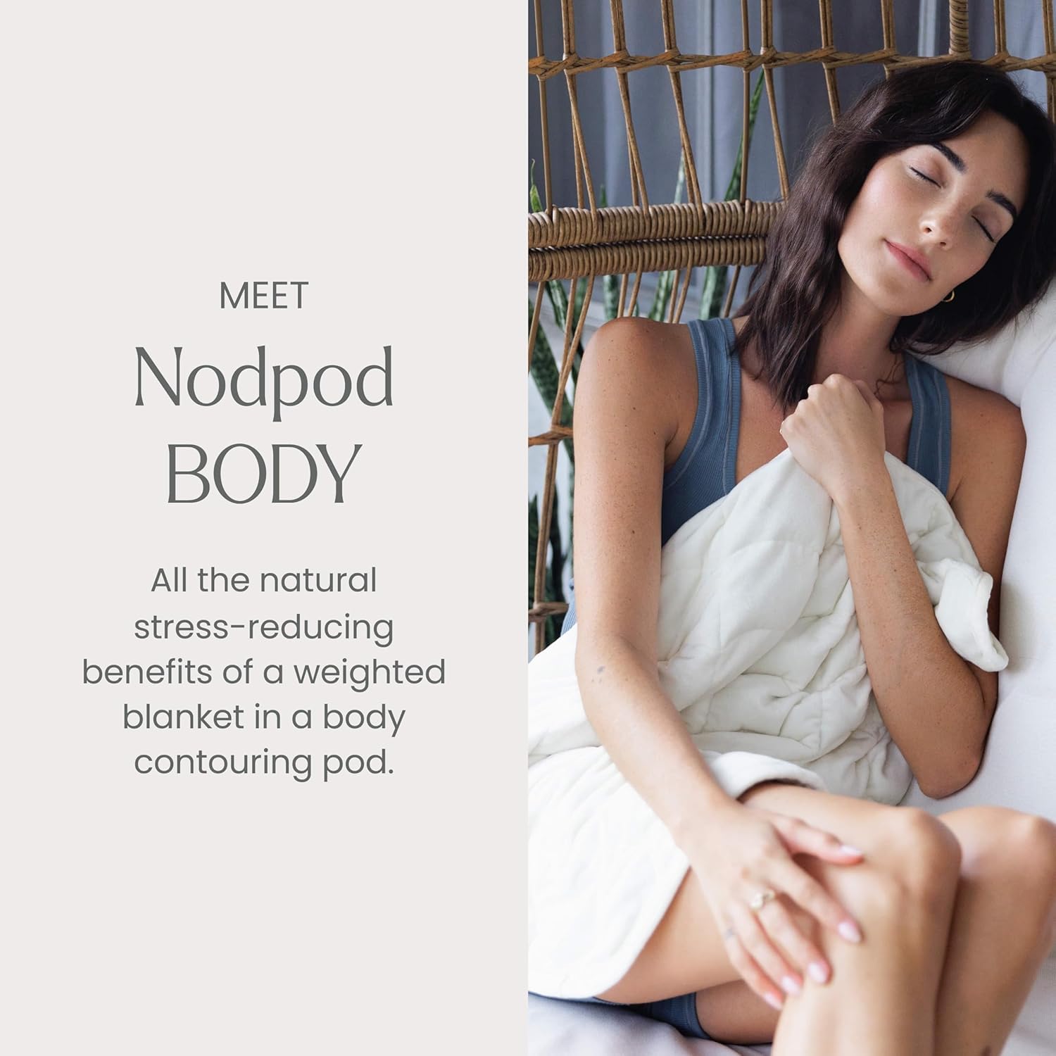 nodpod Body 2,9 kg patentierte kompakte gewichtete Decke, perfekt zum Entspannen, Schlafen und Reisen, Glasperlenfüllung, maschinenwaschbar (73,7 x 61 cm), Knochen