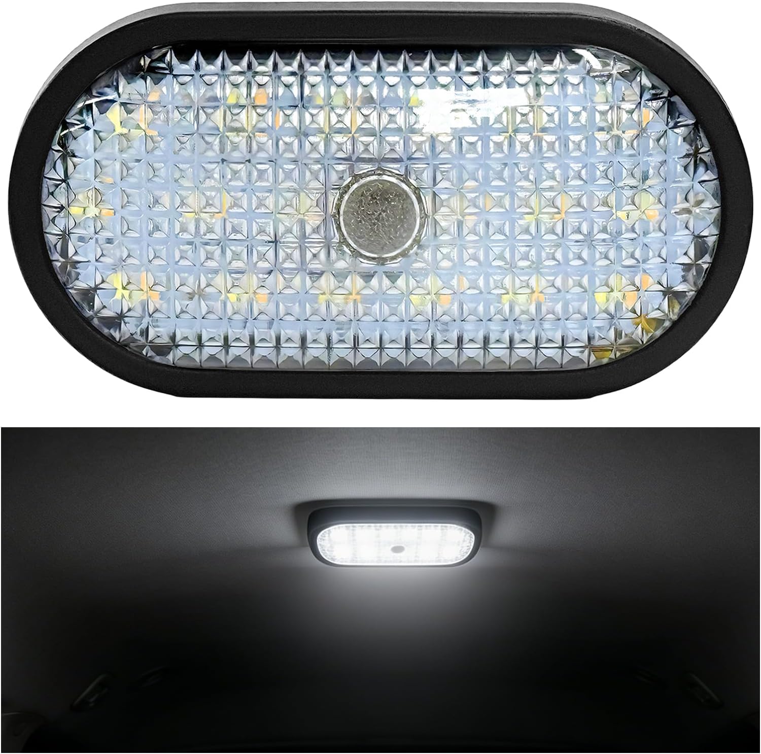 Car LED Dome Light, 18 LEDs Wireless Vehicle Interior Reading Lamp Ceiling Roof Light, Universal USB Rechargeable Dome Lamp Magnetic Trunk Lights for Cars RVs Trucks