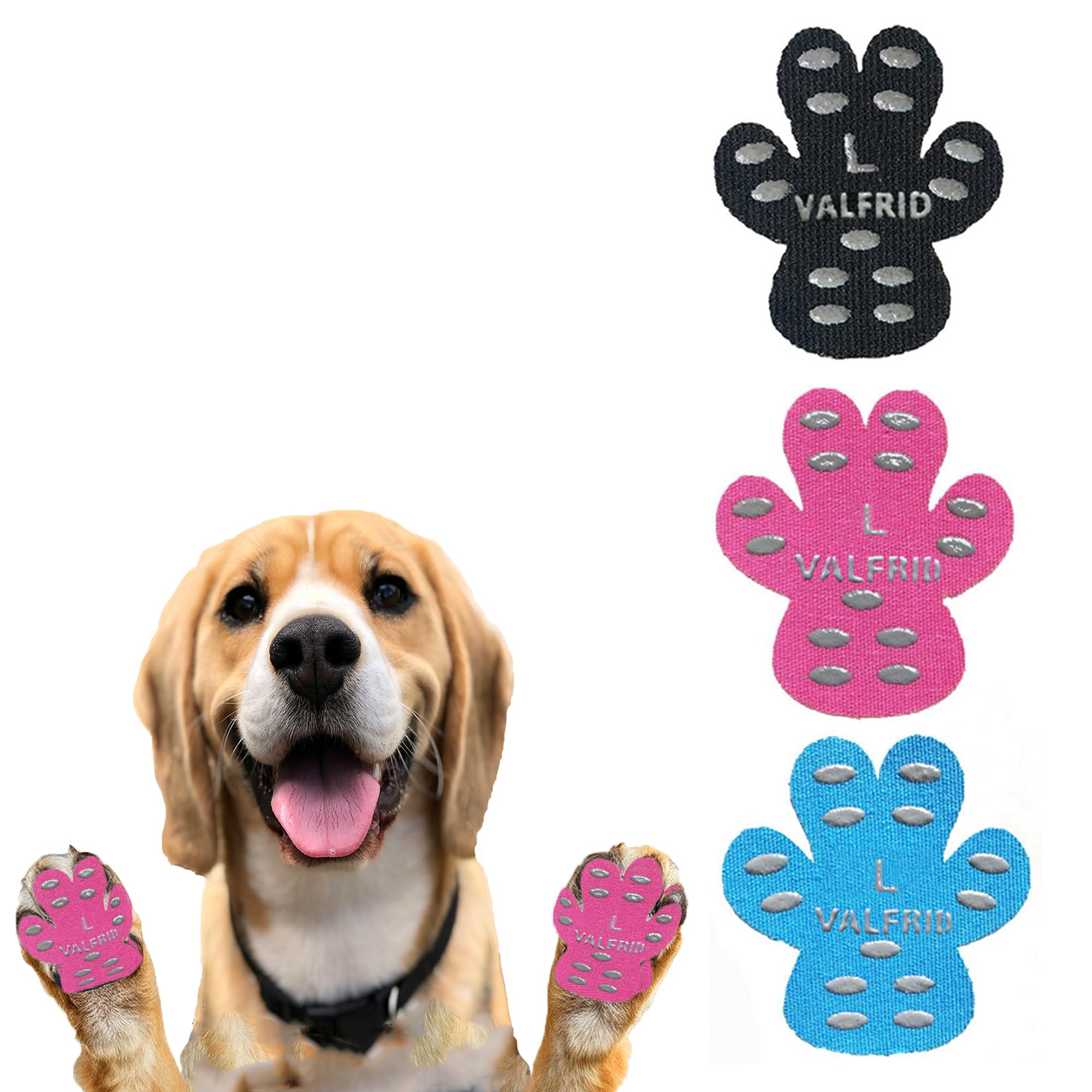 VALFRID Dog Paw Protector Pads,15 Sets-60 Pads Anti-Slip Grips for Hardwood Floors,Best for Hot Pavement,Strong Self-Adhesive Traction Stickers for