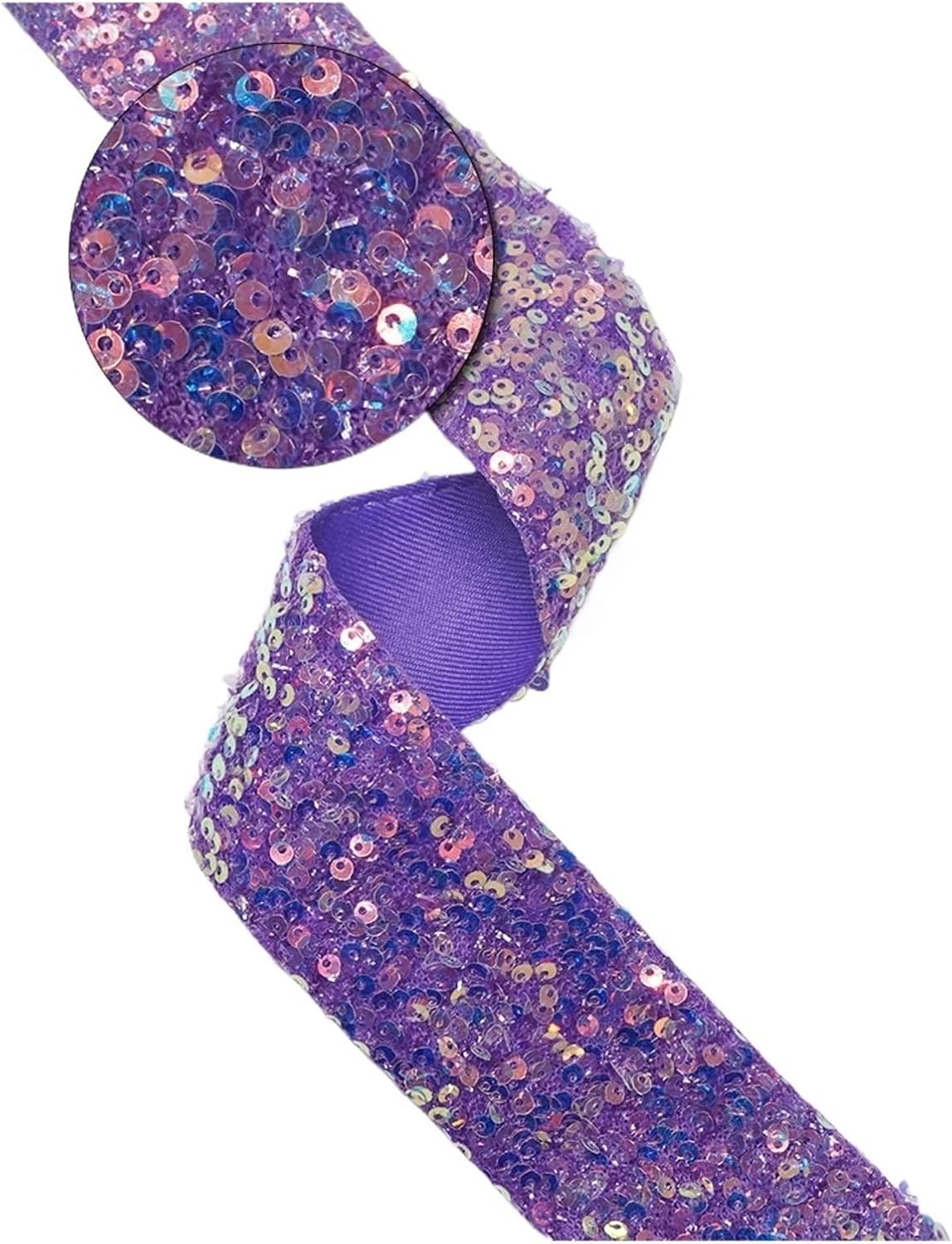 1.5 Inch 38 MM Double Color Sequin Fabric Reversible Ribbon(Color 7,25 Yard)