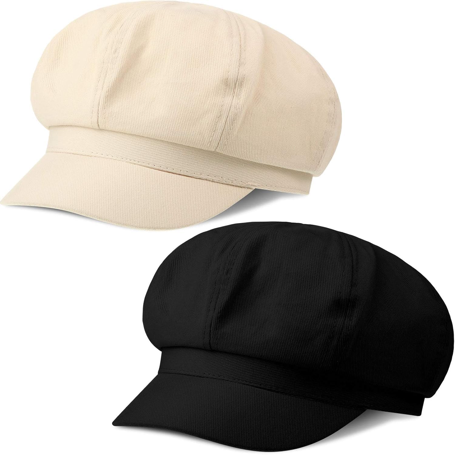 stablerice 2Pcs Newsboy Hats for Women Summer Hats Visor Beret Hat 8 Panels Cabbie Hat Octagonal Cap for Women