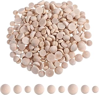 TIESOME 300 PCS Half Wood Balls, 3 Sizes 10/12/15mm Natural Unfinished Wood Balls Mini Half Round Wood Beads Wooden Half Sphere Split Smooth Hemisphere Beads for DIY Paint Art Crafts Decoration
