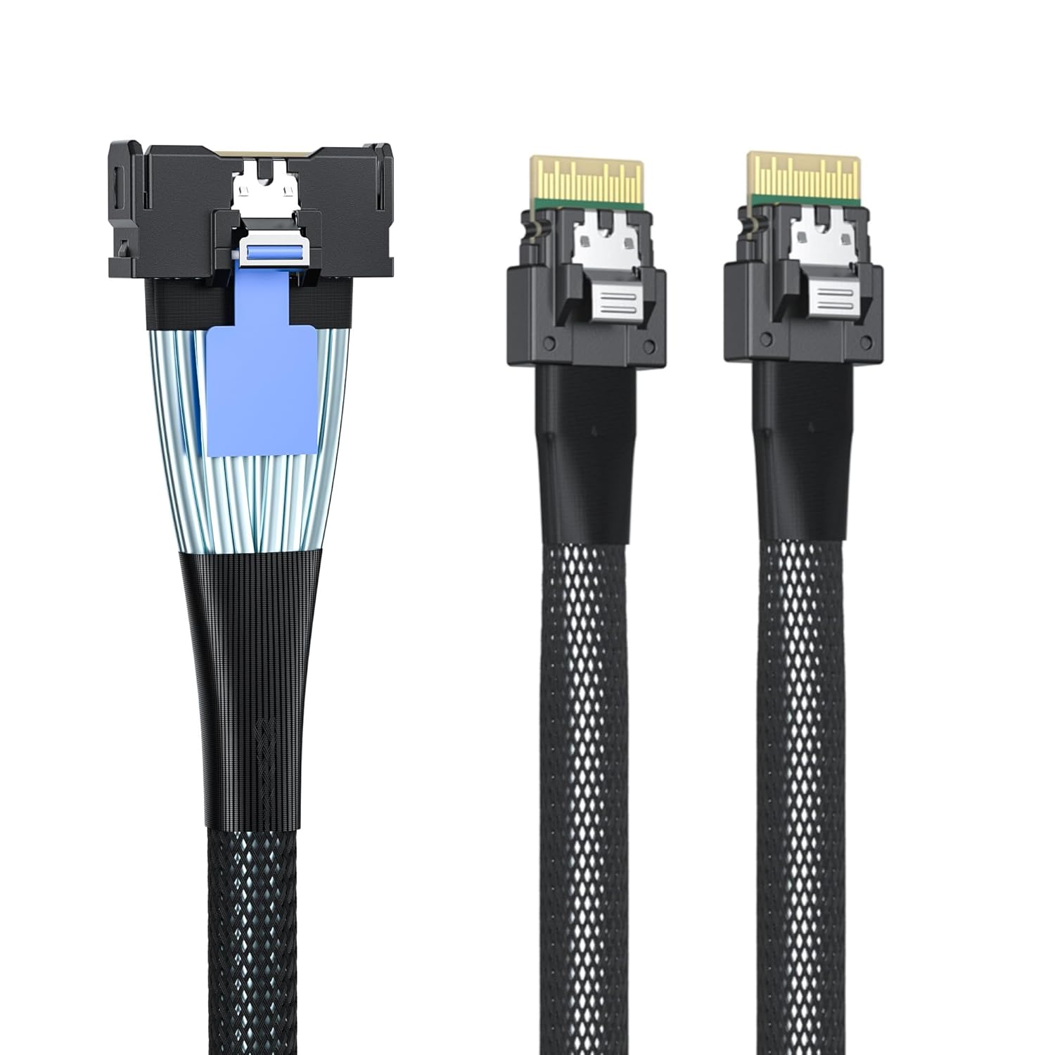 10Gtek PCIe Gen5 MCIO to MCIO 8X Cable, SFF-TA-1016 74Pin 85-ohm, Server Storage Cable for NVMe Backplanes, HBAs, All-Flash Arrays, 0.5-m(1.64ft)