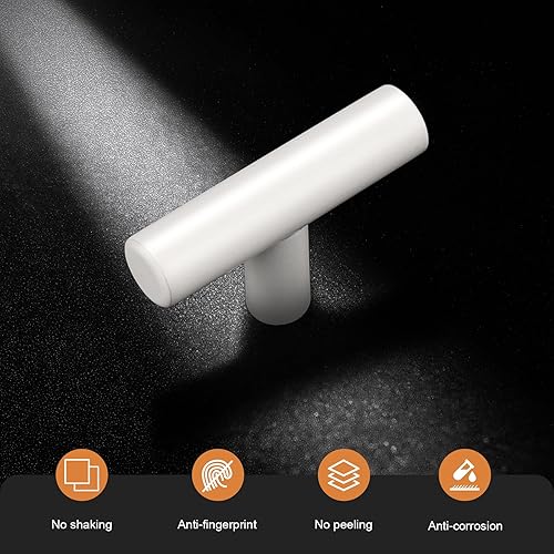 Miniatura 2 de Probrico Paquete de 20 pomos blancos de 2 pulgadas de longitud total, manijas de gabinete de cocina y baño, pomos de barra en T modernos, herrajes