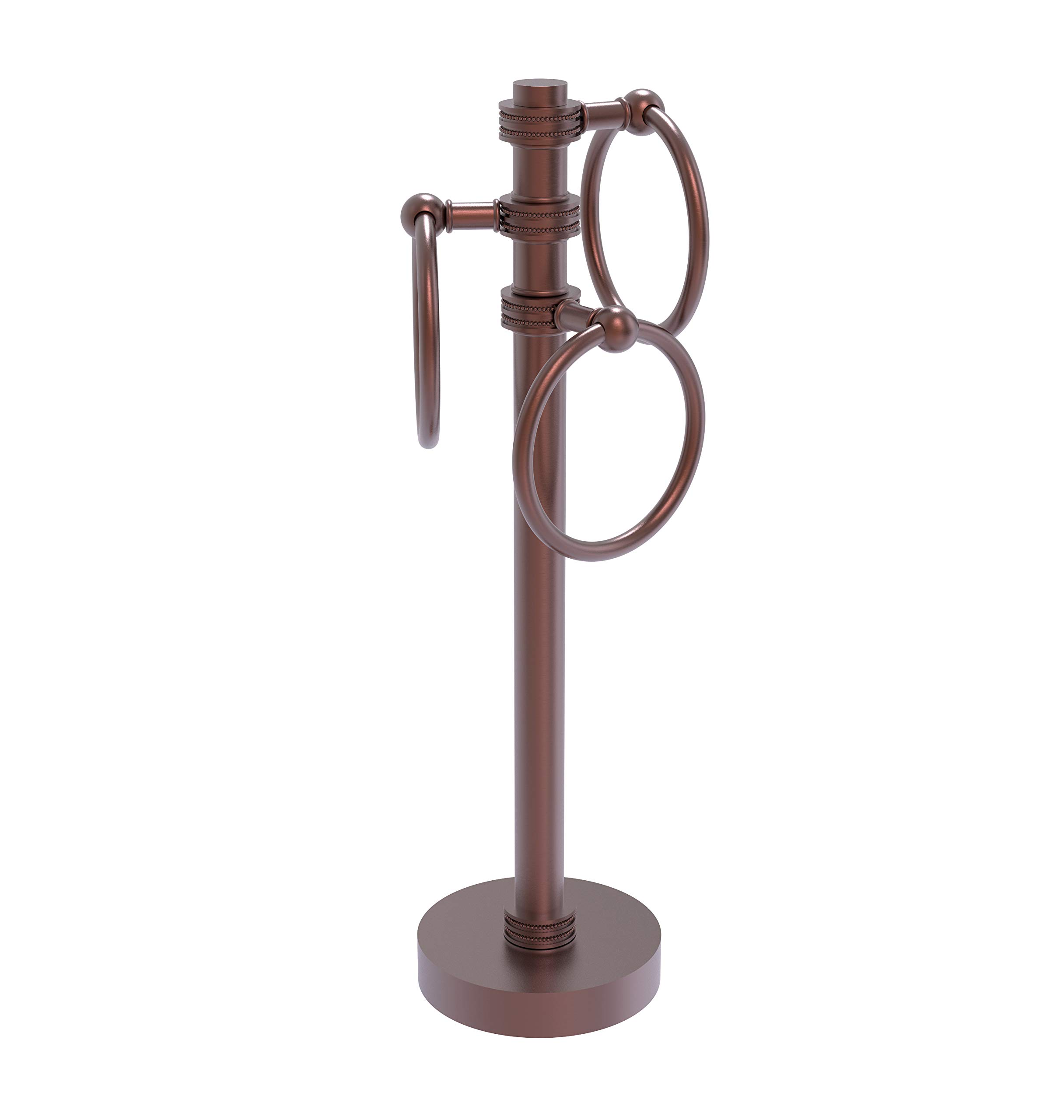 Allied Brass 983D Vanity Top 3 Ring Dotted Accents Guest Towel Holder, Antique Copper
