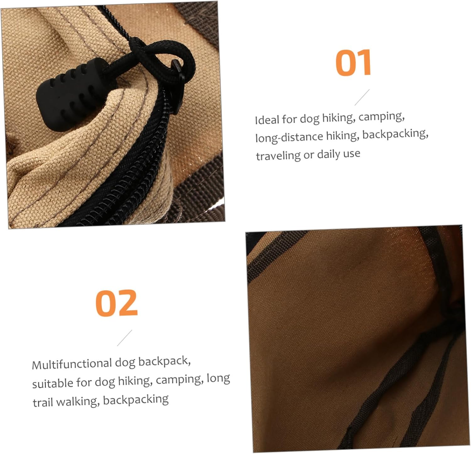Mikikit Hound Travel Camping Backpack Rucksack for Medium and Large Dogs Saddle Bag for Hiking Outdoor Adventures Pet Supplies Khaki