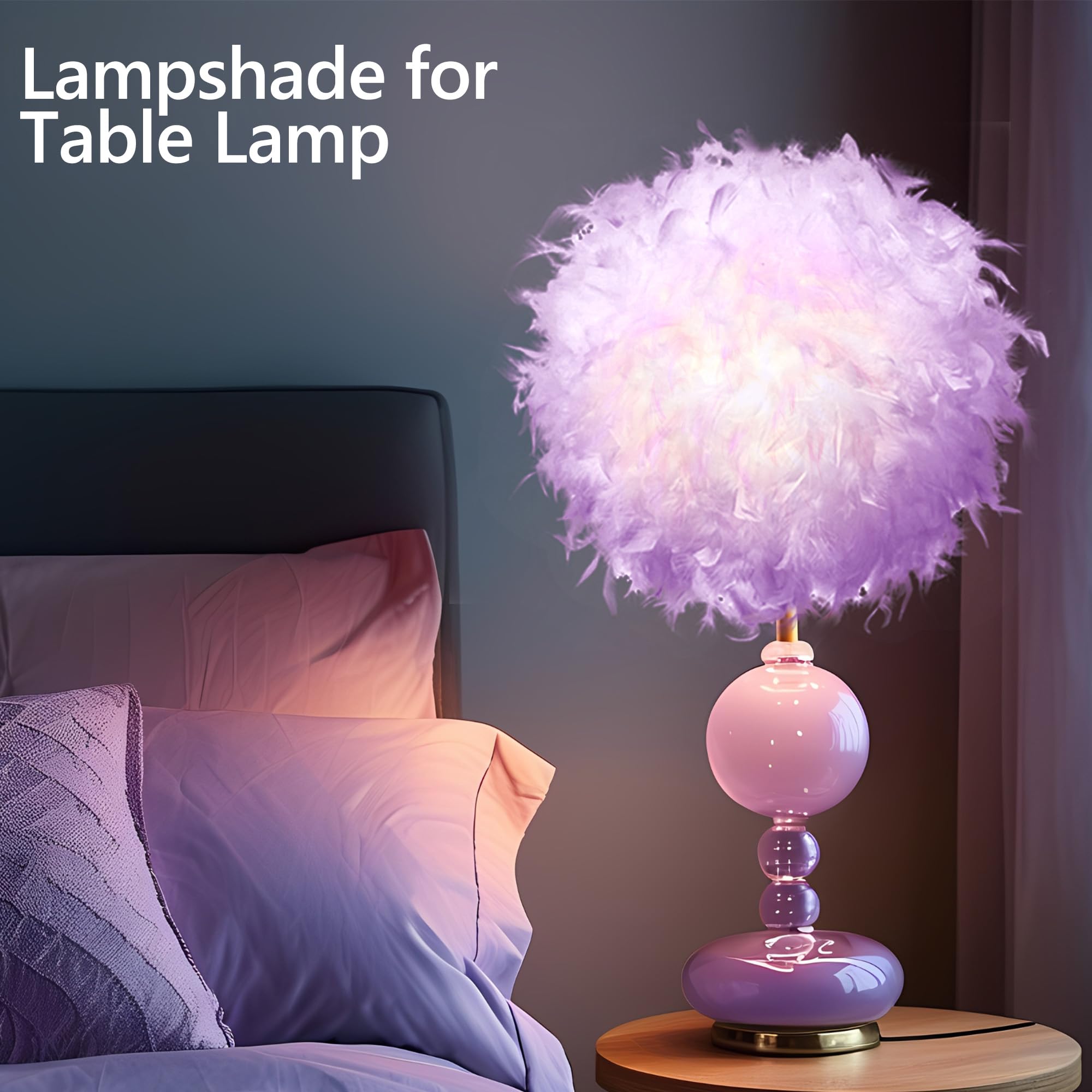 Waneway 50cm Feather Light Shade for Ceiling Pendant Light Fluffy Lamp Shade Lampshade Lightshade for Table Lamp and Floor Lamp Bedroom - Image 3