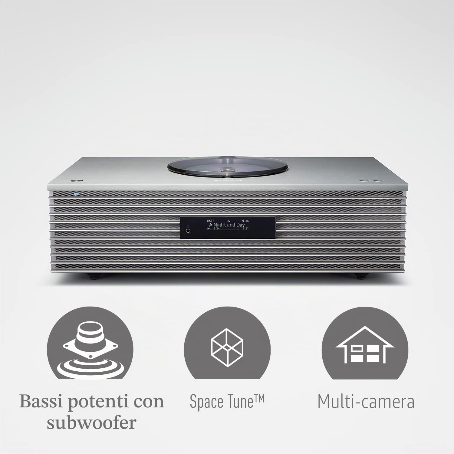 Technics SC-C65EG-S Sistema Musicale All-in-One con Lettore CD, Radio DAB+, Bluetooth, Wi-Fi, Argento