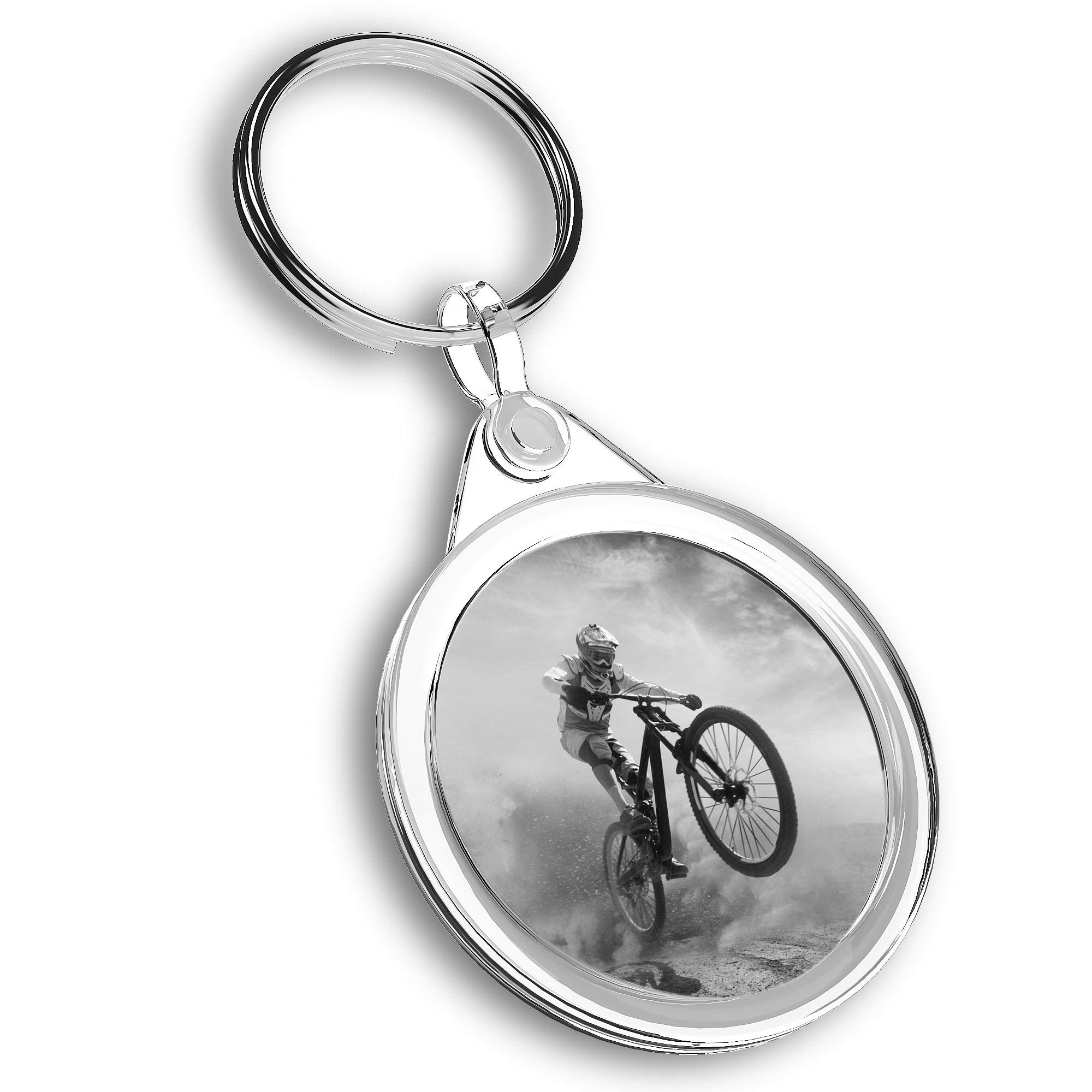Destination Vinyl Ltd Unisex Multi 1 X Photo Keyring - Mountain Bike Trick Biker |Keychain|Keyring|Charm| #38702