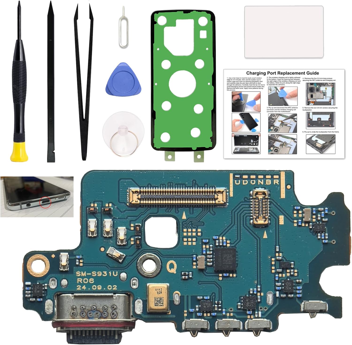 for Galaxy S25 Ultra Charging Port Replacement US Version, New Dock Board USB-C Connector Compatible with Samsung S25 Ultra SM-S938U/U1/W, Includes Instruction & Toolkit