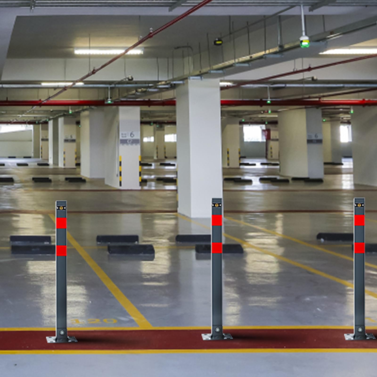 3 Stück Parkplatzsperre Klappbare, Abschließbarer Parkpfosten für Privatparkplatz und Stellplatz,mit 3 Schlüsseln und reflektierenden Warnstreifen,zum Schutz vor Fremdparkern
