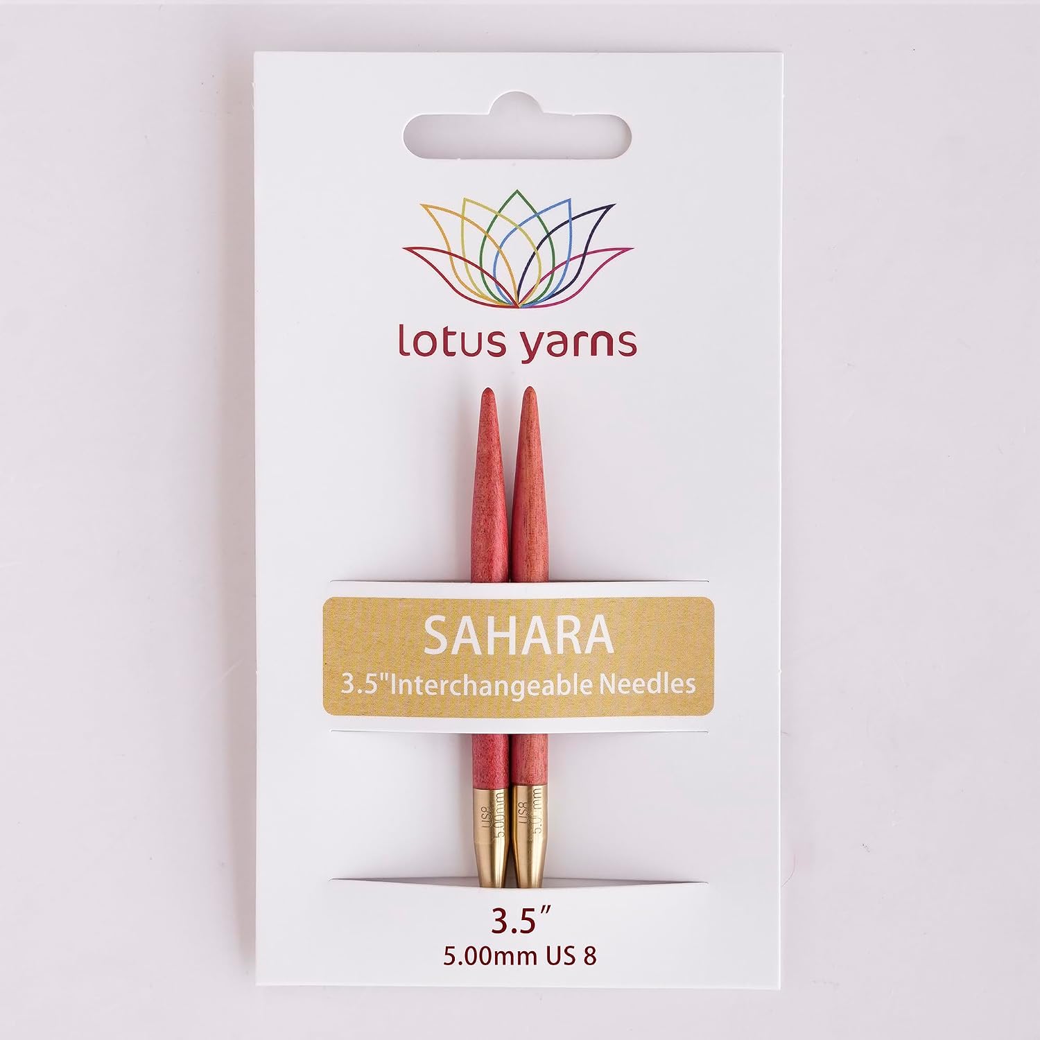 Lotus Yarns Sahara 3.5 Inch Interchangeable Natural Pink Ivory Needle Tips for Knitting (5.00mm (US 8))