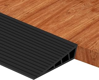 Threshold Ramps for Doorways, Floor Transition Strip Self-Adhesive with Anti-Slip Stripes, Waterproof Vinyl Gap Cover for Wood Tile Flooring