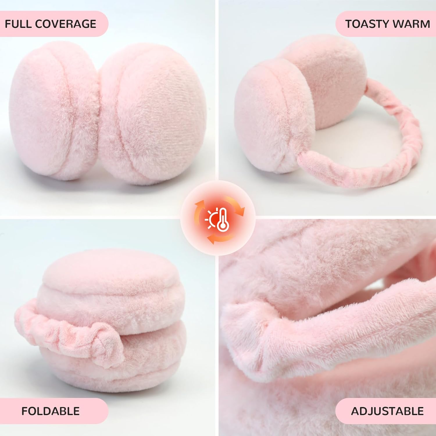 Earmuffs Women Winter Black Ear Covers Foldable Fluffy White Ear Warmers Girls Cute Ear Muff Headbands Big - Image 3