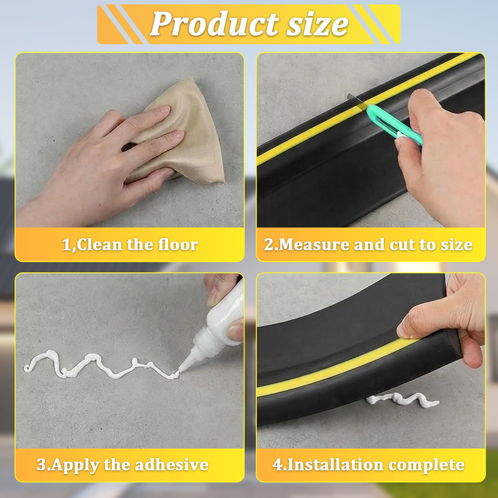 Joint Porte de Garage 3M,Joint d’étanchéité en Caoutchouc, Bande de sol pour seuil de garage universelle, pour des Garages Propres et Secs, 100mm(W)*25mm(H)*3m(L)