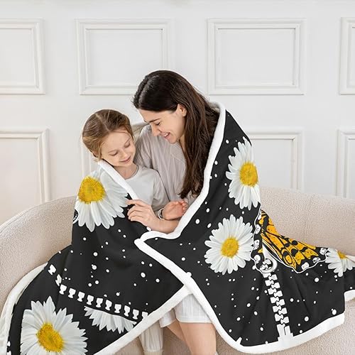 Miniatura 2 de Manfei Manta de mariposa blanca con margaritas para niños, niñas y adultos, decoración de habitación de flores en acuarela para sofá, manta de
