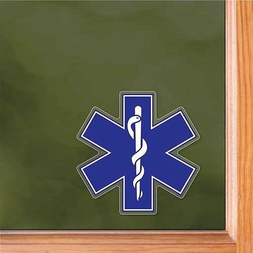 Miniatura 2 de El adhesivo estático frontal Star of Life de Magnet America es de 4 x 4 pulgadas, hecho para el interior de las ventanas