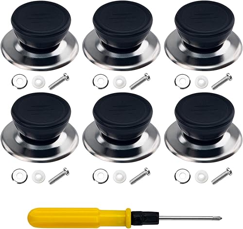 Juego de 6 pomos universales para tapa de olla, utensilios de cocina universales de repuesto para tapa de cacerola, mango de perilla de tapa de
