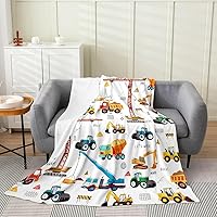 Vista 1 de Manta de excavadora para niños, manta de tractores y camiones de maquinaria, manta de forro polar de vehículo de construcción para niños, manta