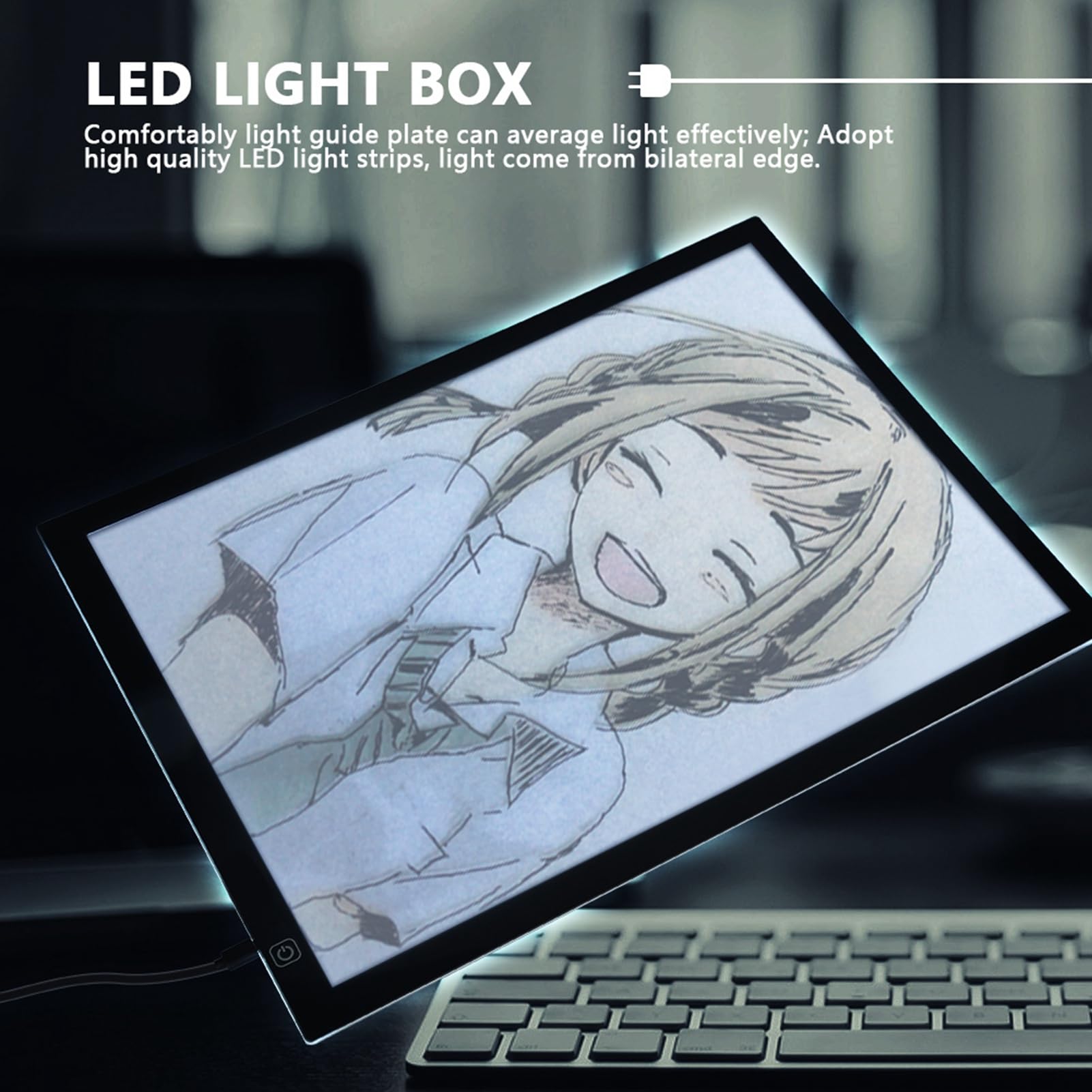 Tavoletta grafica con scatola luminosa a LED A3, tappetino da tracciamento ultra sottile di 8 mm con guide a righello e morsetto per documenti, luce LED bianca intensa per disegno,
