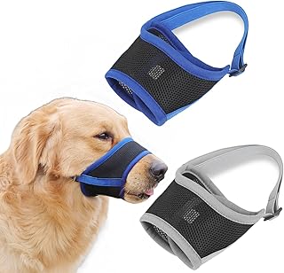 Pack of 2 Dog Muzzles, Breathable, Adjustable Loop, for Small, Medium Dogs, Allows Panting and Drinking, Prevents Biting, Barking and Chewing, M product image