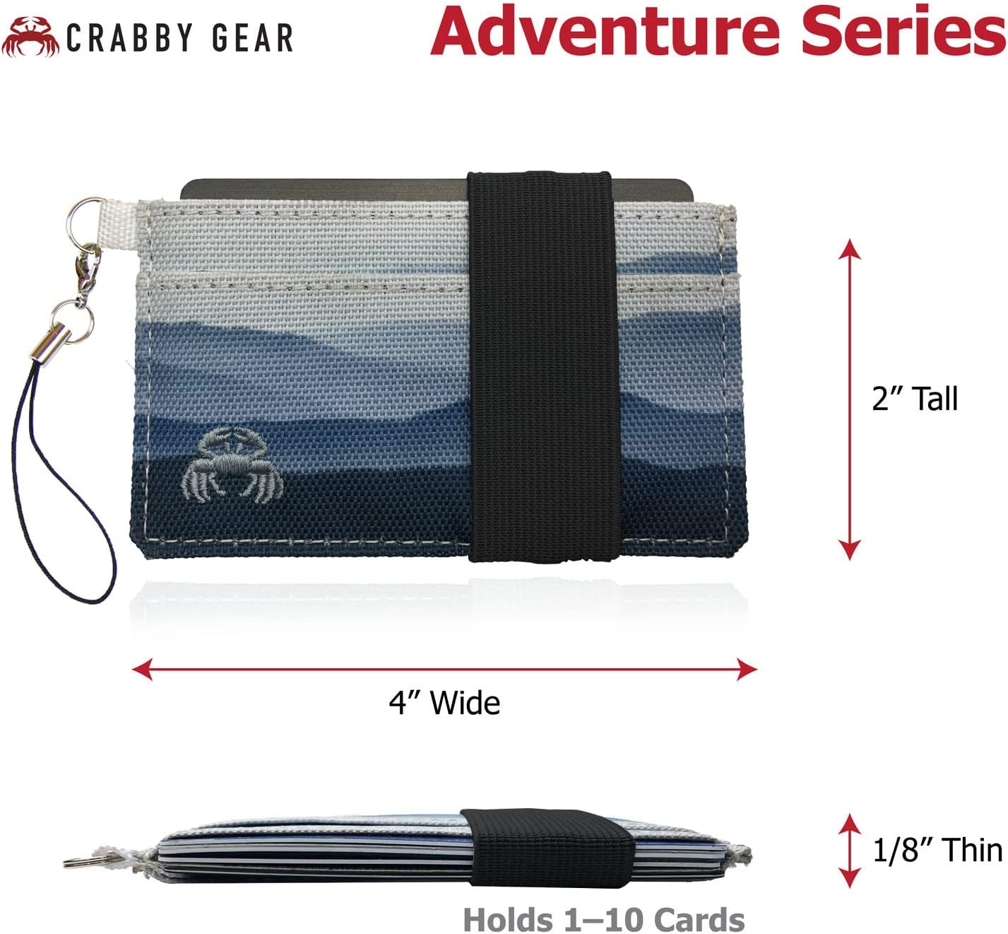 Thin Minimalist Wallet - Adventure Series - Carry Cards, Cash, Phone, Keys - Securely Holds for Easy Access - Ultra Thin Front Pocket Wallet 4" x 2" (Mountain)
