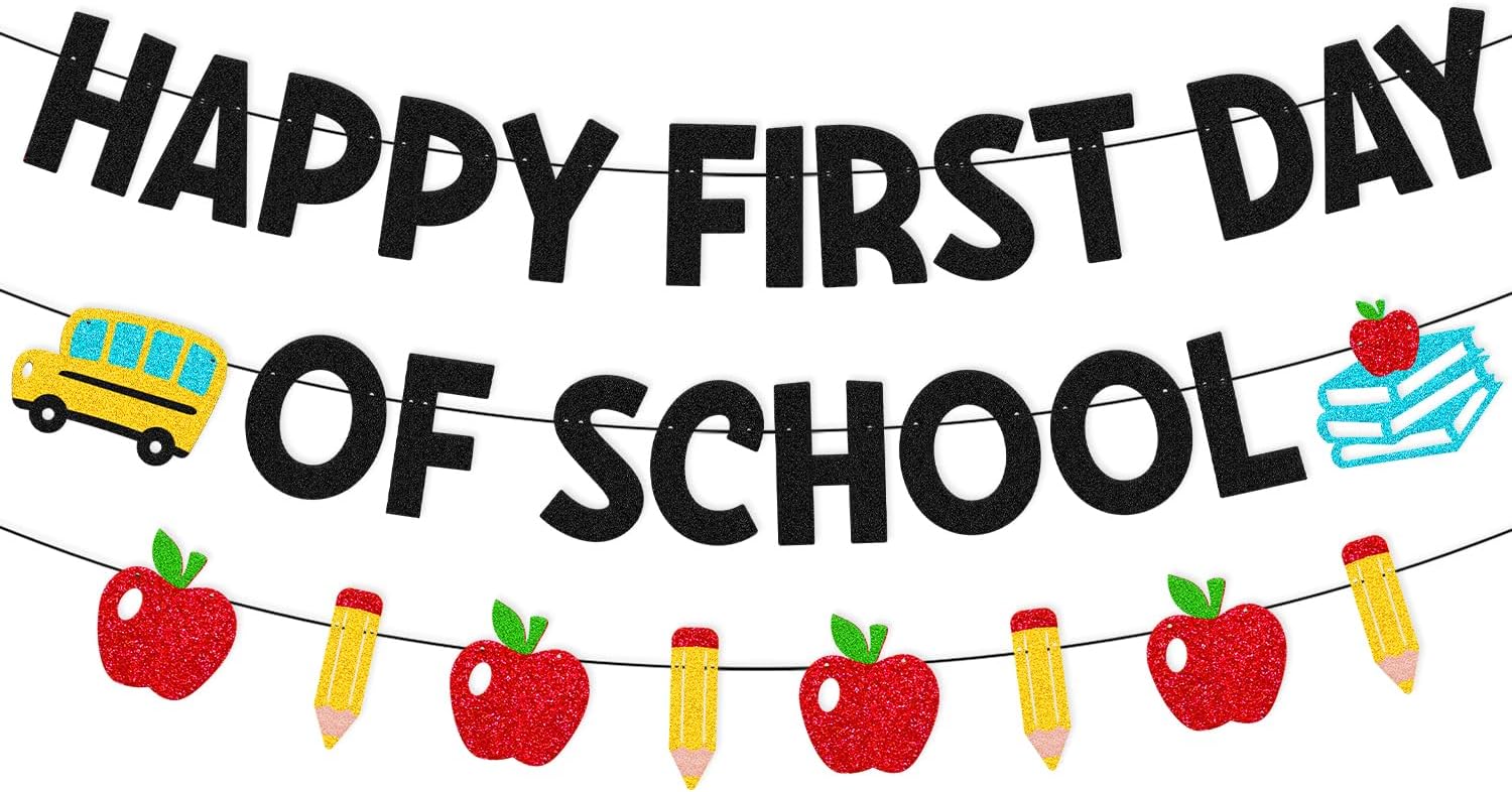 Pre-Strung Happy First Day of School Banner Back to School Decoration