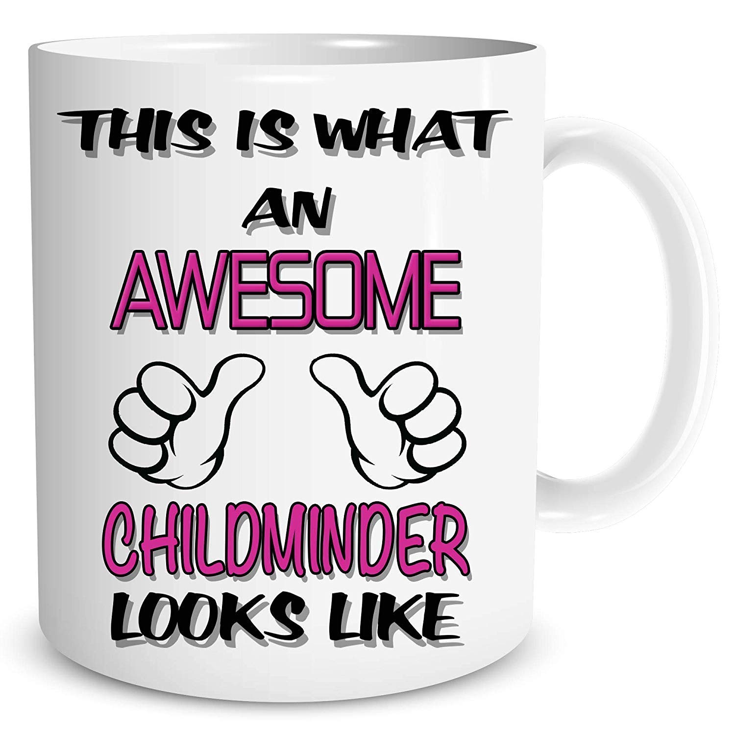Peachy Antics White Novelty Mugs Awesome Childminder Coffee Funny Gift Birthday Work Cups Wsdmug812