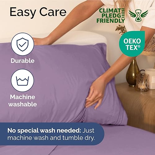 Vista 1573 de Juego de sábanas de 4 piezas tamaño king, extrasuaves, transpirables y refrescantes con esquinas profundas, sábanas de fácil ajuste y sin arrugas