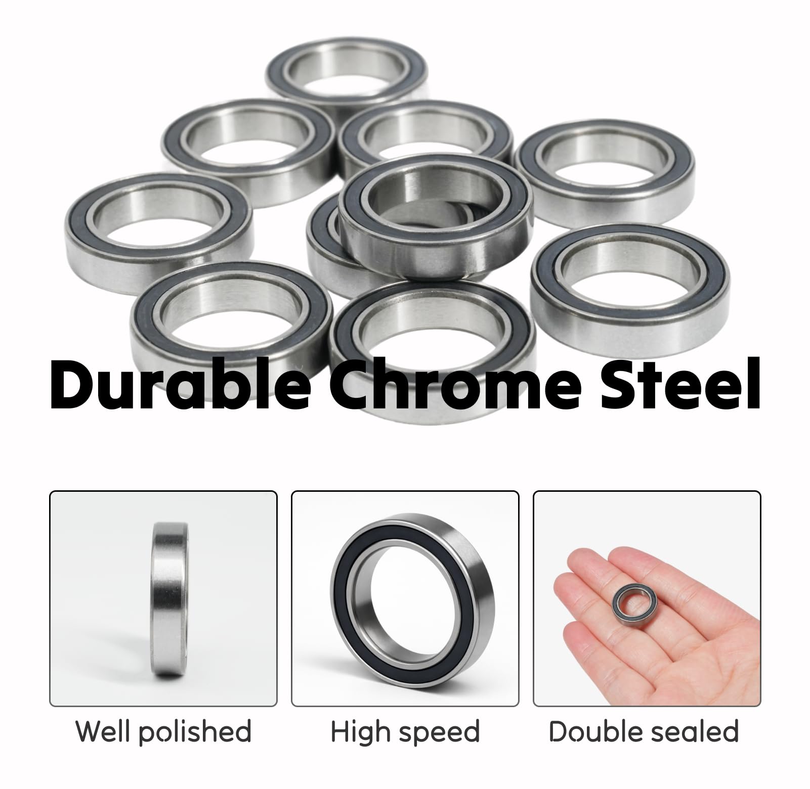 10szt. łożysko kulkowe 6701-2RS 12 x 18 x 4 mm Chrome, łożyska kulkowe 6707 2RS podwójnie uszczelnione ze stali węglowej (6701rs 10szt.)