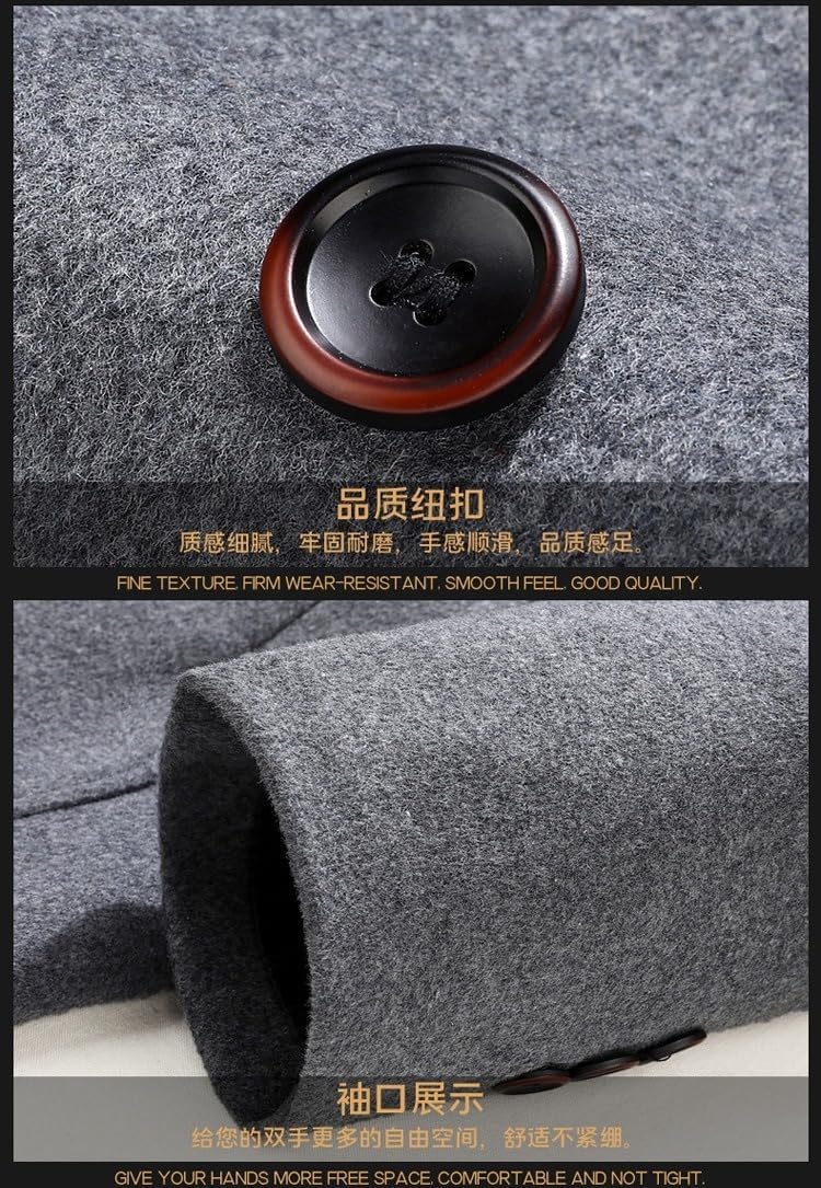 Men's Wool Coat Fall/Winter Over-the-Knee Long Double-Breasted Thickened Trench Jacket