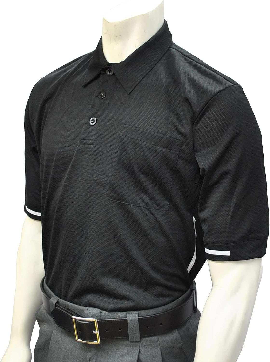 Smitty | BBS-310 | MLB Major League Style Short Sleeve with Piping | Made to Accommodate Chest Protector | Baseball Softball | Umpire's Choice! (Black with White Piping, XL)