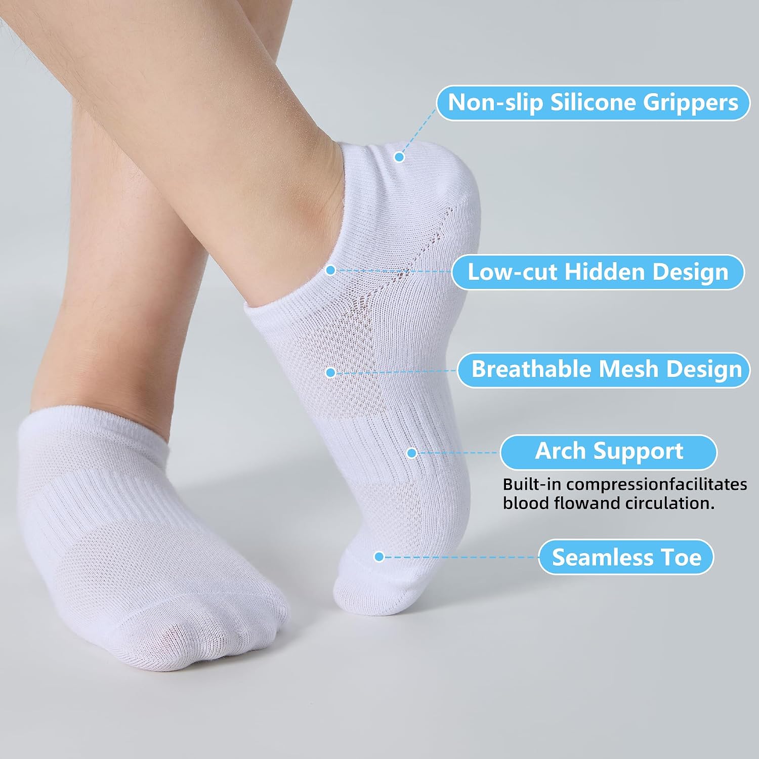 ATBITER No Show Socks Womens Non Slip, 6/12 Pairs Thin Low Cut Invisible Liner Ankle Socks