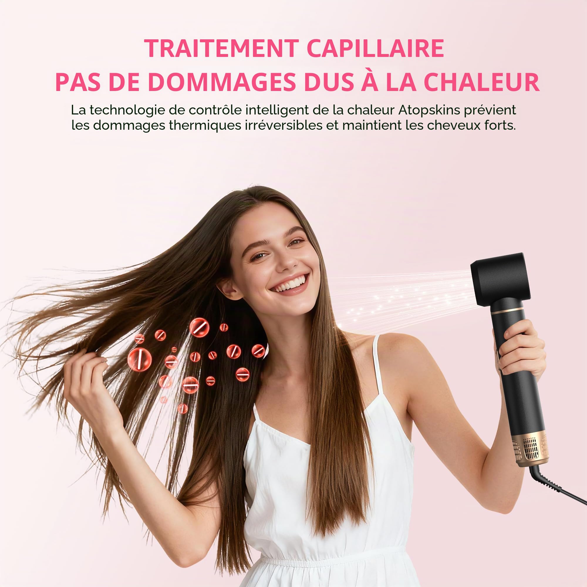 Atopskins 1000W Seche Cheveux Ionique 5 en 1 Air Styler Brosse Soufflante
