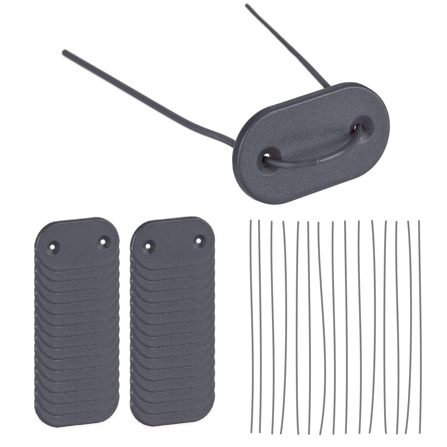 True Products Grey Fixings Kit For Pvc Slat Artificial Bamboo Double Sided Garden Fence Privacy Balcony Screening - Pack Of 30