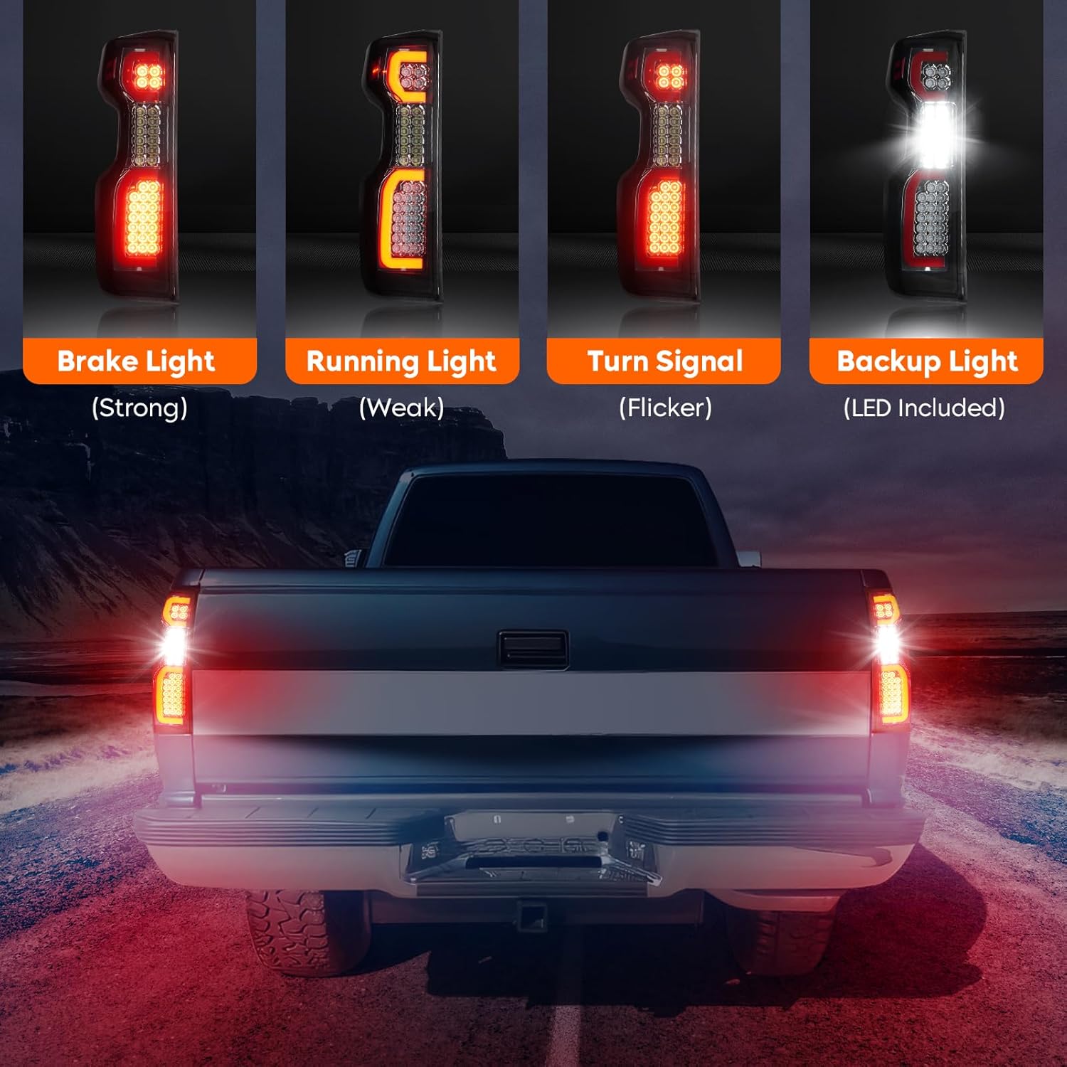 LED Tail Light for Chevy Silverado 1500 2019-2023, 2500 HD 3500 HD 2020-2023, Rear Taillight Assembly, ONLY Fit Incandescent Model 84554656, 84554657, 84752978, 84752979, GM2800308, GM2801308