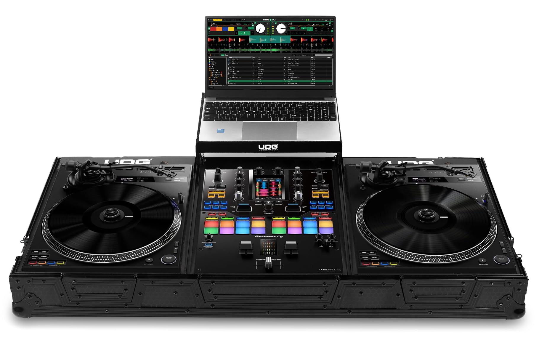 UDG Ultimate Flightcase PLX-CRSS12 und Mixer Plus, Schwarz (U91098BL) | Robuste 9-mm-Sperrholzschale; Schmetterlingsverriegelungen; verstärkte Eckschützer; gepolstertes Schauminnere