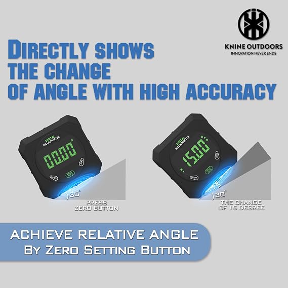 KNINE OUTDOORS Digital Angle Finder Strong Magnetic Angle Gauge, Cube Inclinometer with Backlight, Table Saw Miter Protractor, Woodworking Measuring Tool