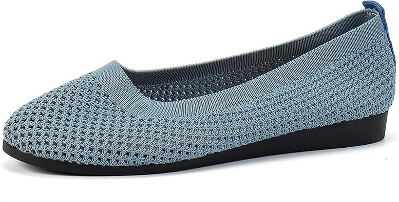 Womens Breathable Mesh Flats Shoes, Soft Loafers Flats, White Slip on Shoes Comfortable Walking Shoes