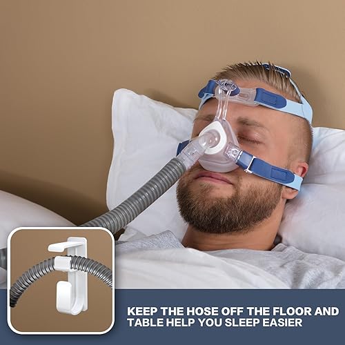 Miniatura 2 de Soporte de manguera CPAP de 2 piezas, gancho para máscara CPAP con función antidesenganche, organizador de manguera, utiliza suministros CPAP y
